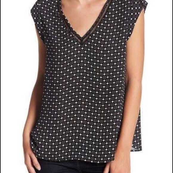 Dr2 Daniel Rainn Cap Sleeve Pointelle Blouse Black - Picture 1 of 4